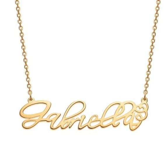 Personalized Planet Women's Gold Over Sterling Fancy Script Name Necklace