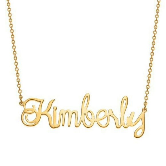 Personalized Planet Women's Gold Over Sterling Script Name Necklace