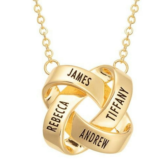 Personalized Planet Women's Gold Plated Interlocking Rings Name Pendant