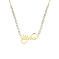 Personalized Planet Women's Infinity Script Name Plaque CZ Chain Necklace