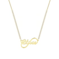 Personalized Planet Women's Infinity Script Name Plaque CZ Chain Necklace