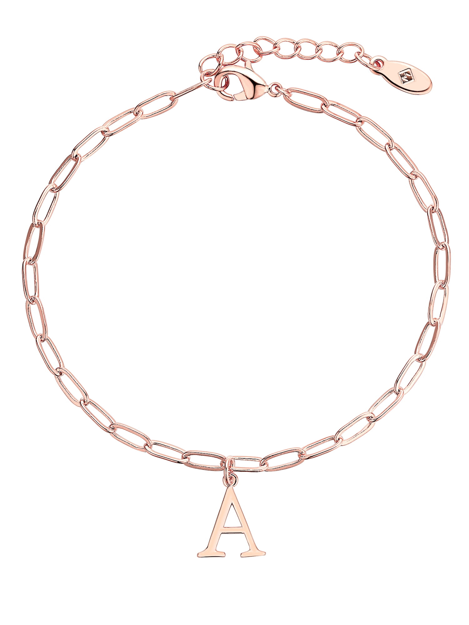 Personalized Planet Women's Initial Charm Paperclip Chain Bracelet