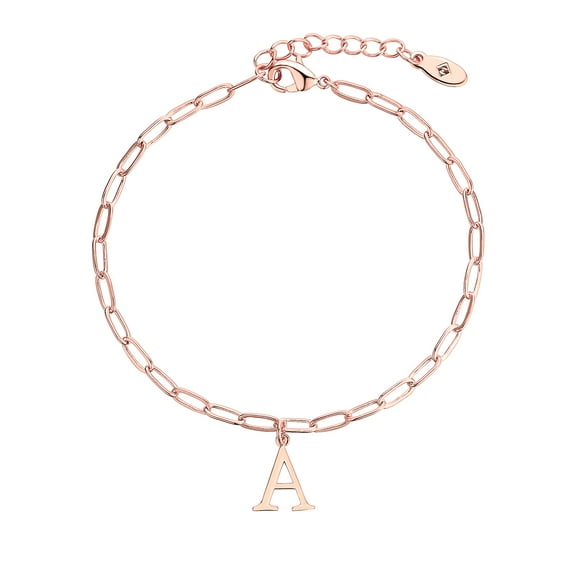Personalized Planet Women's Initial Charm Paperclip Chain Bracelet