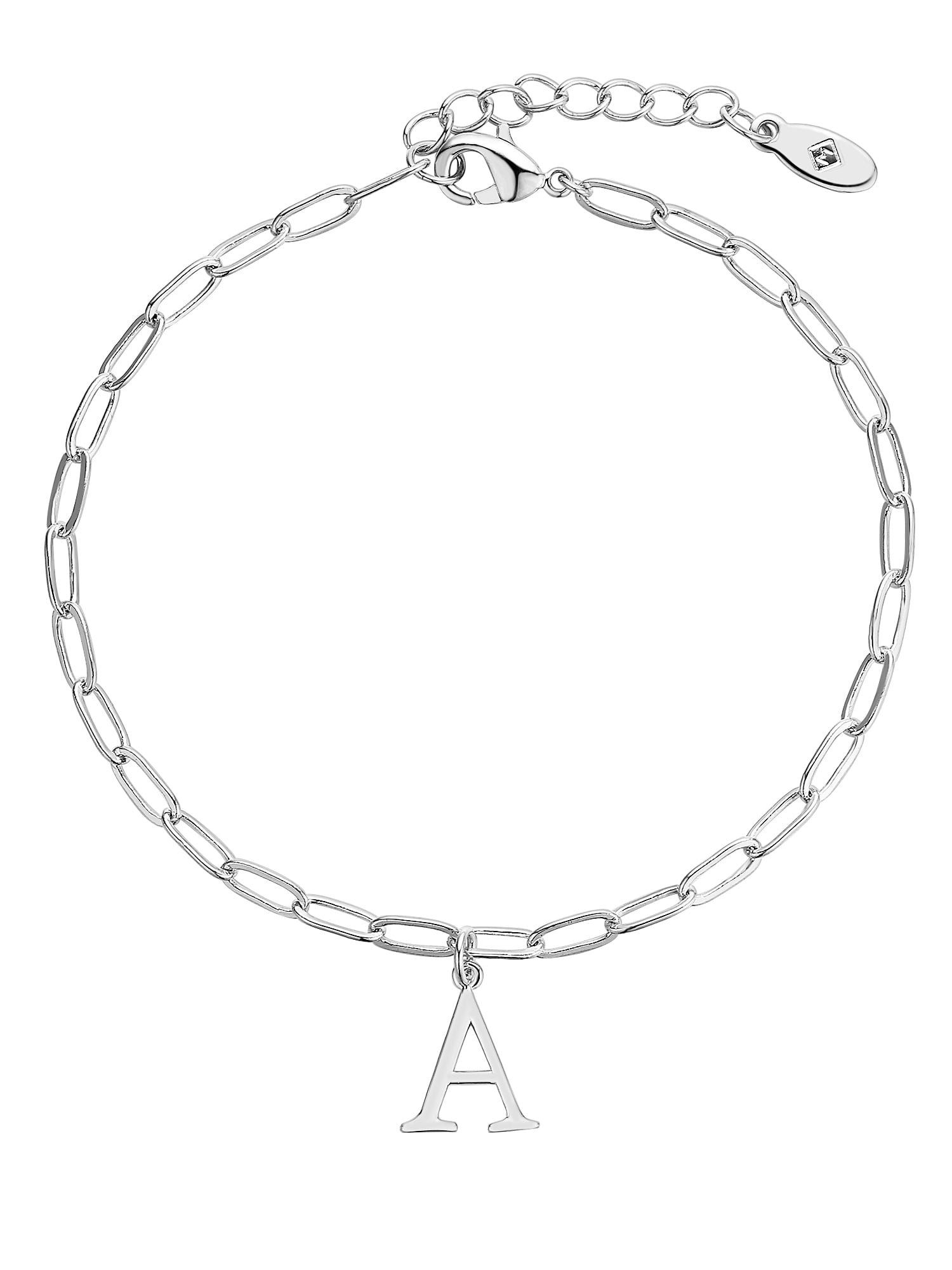 Personalized Planet Women's Initial Charm Paperclip Chain Bracelet