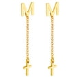 thumbnail image 1 of Personalized Planet Women's Initial Earring with Cross Dangle Button Drop Earrings, 1 of 6