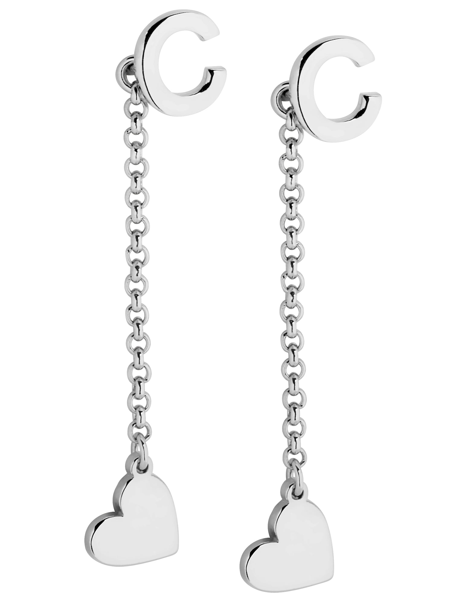 Personalized Planet Women's Initial Earring with Heart Dangle Button Drop Earrings
