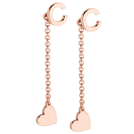 Personalized Planet Women's Initial Earring with Heart Dangle Button Drop Earrings