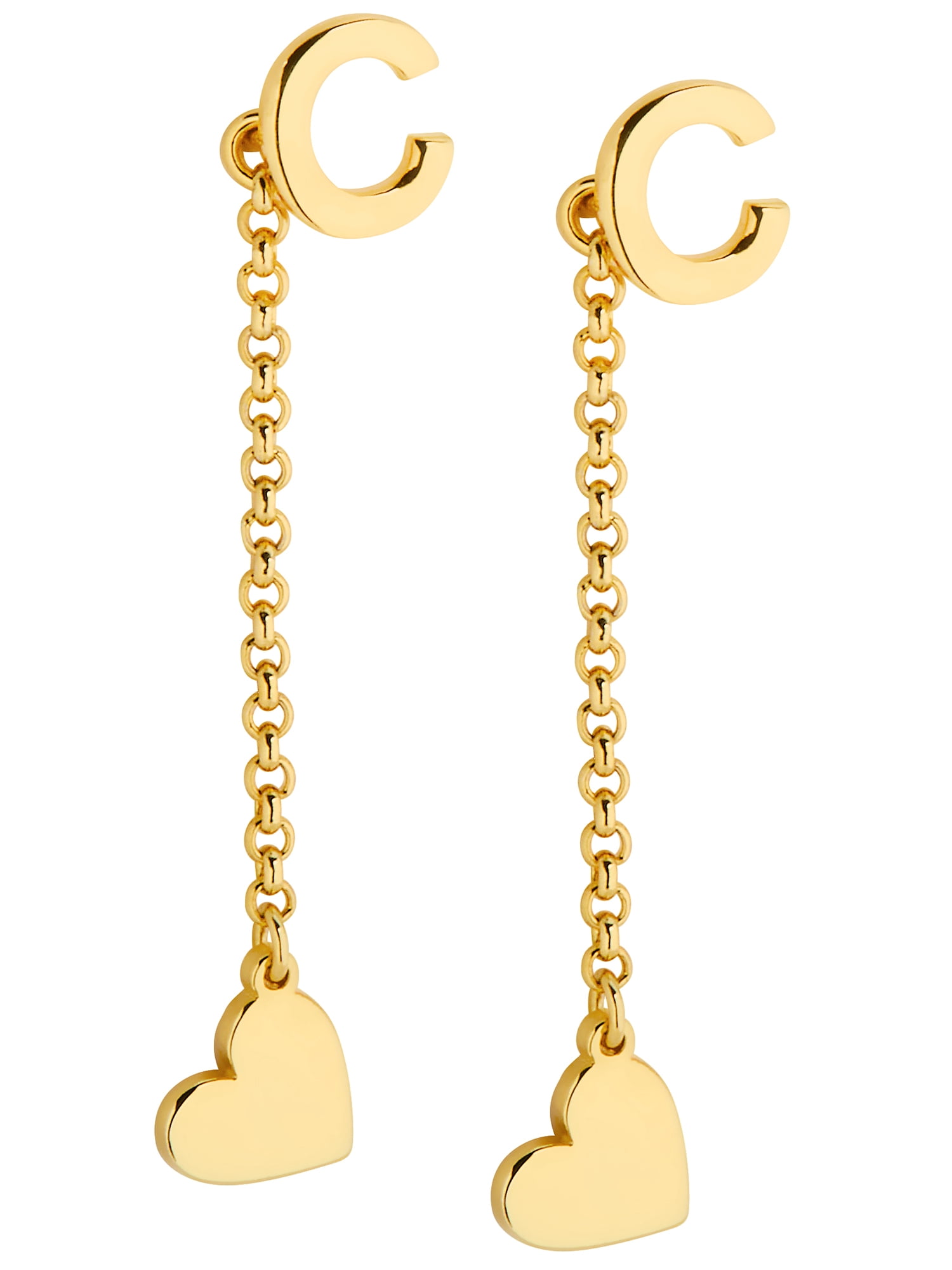 Personalized Planet Women's Initial Earring with Heart Dangle Button Drop Earrings