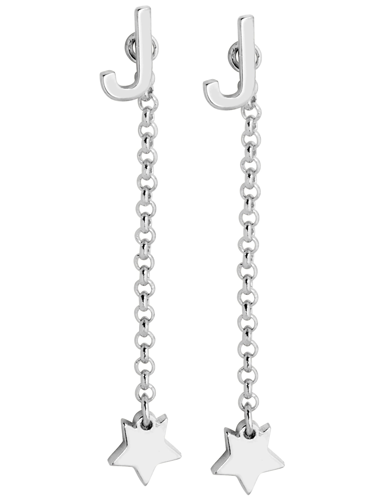 Personalized Planet Women's Initial Earring with Star Dangle Button Drop Earrings