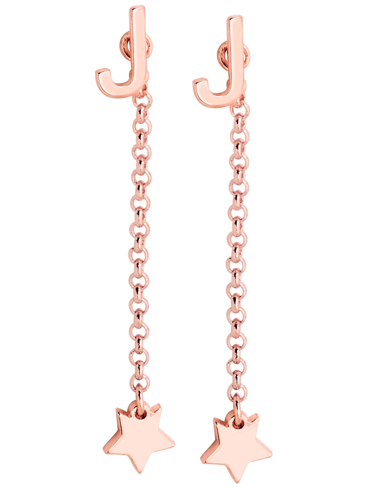 Personalized Planet Women's Initial Earring with Star Dangle Button Drop Earrings