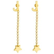 Personalized Planet Women's Initial Earring with Star Dangle Button Drop Earrings