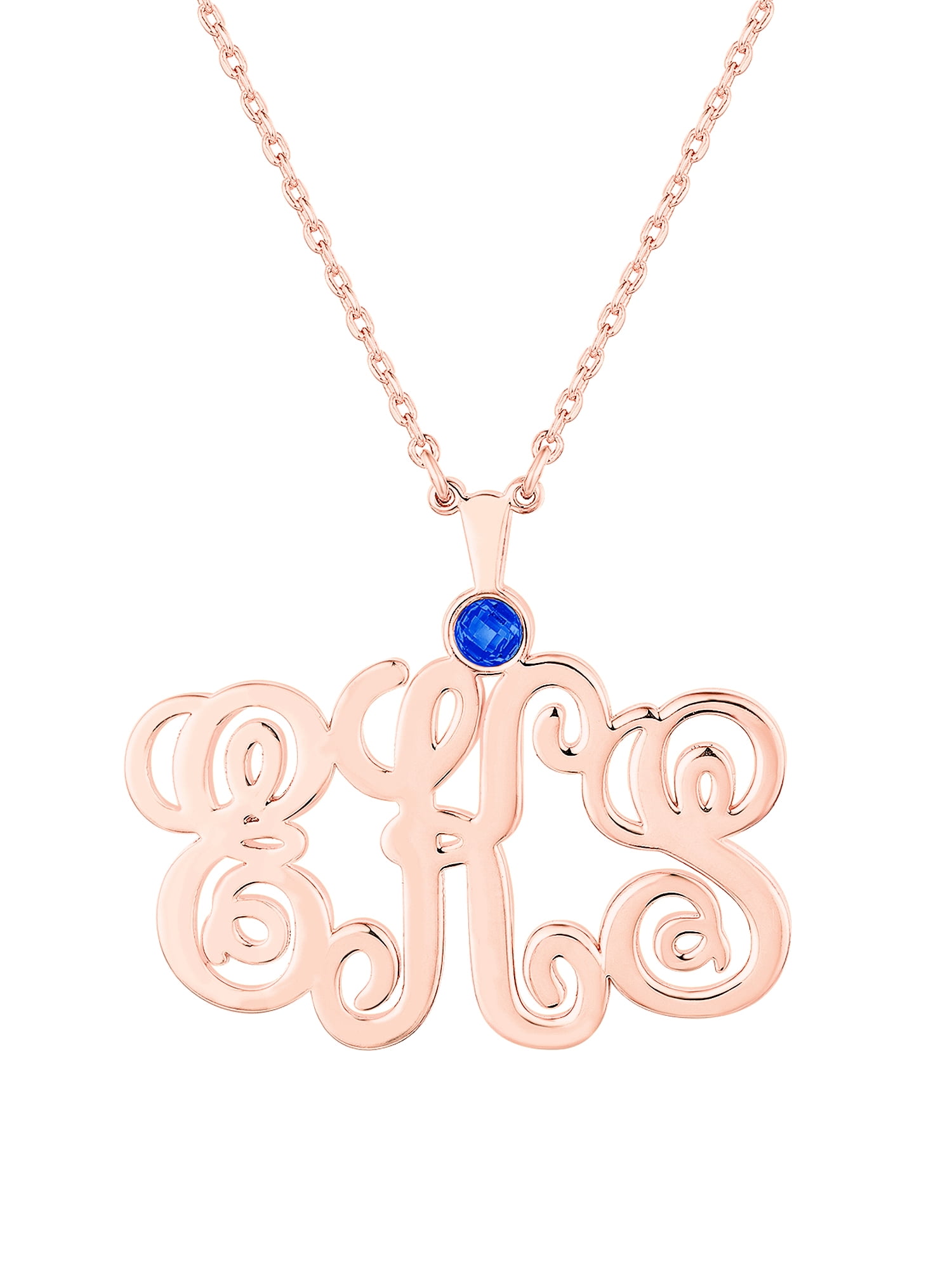 Personalized Planet Women's Monogram with Birthstone Necklace - Medium