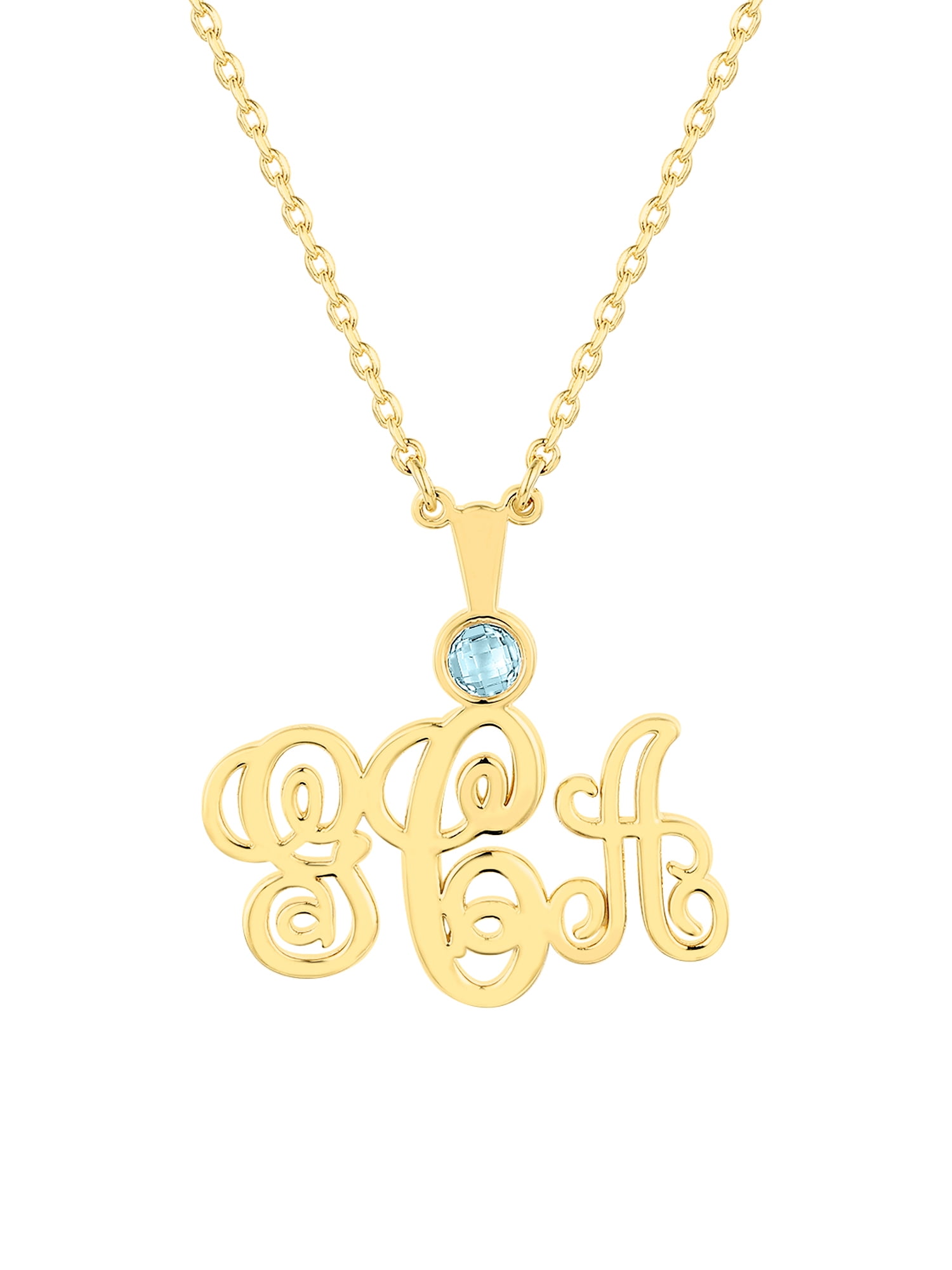 Personalized Planet Women's Monogram with Birthstone Necklace - Small