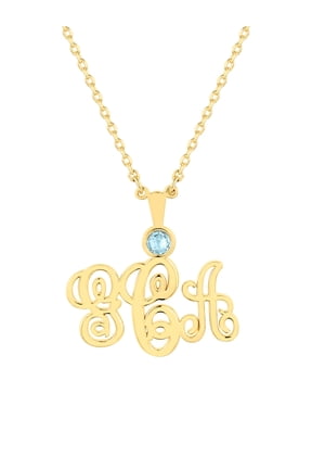 Women's Monogram with Birthstone Necklace - Small