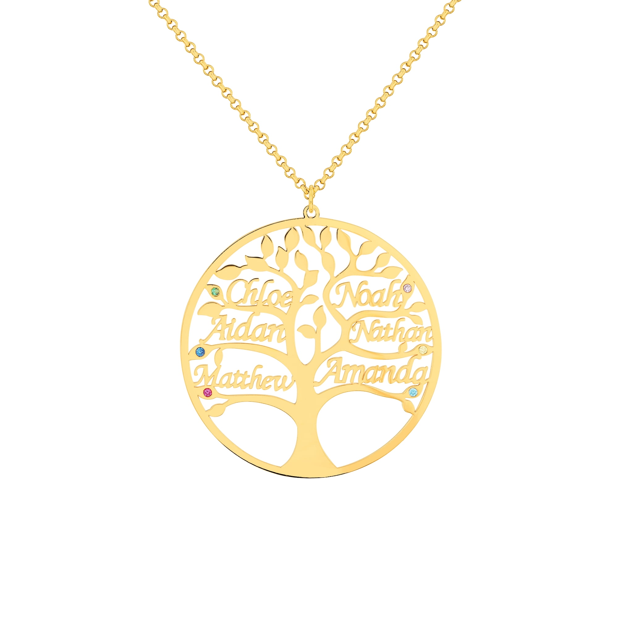 Personalized Planet Women's Name and Birthstone Family Tree