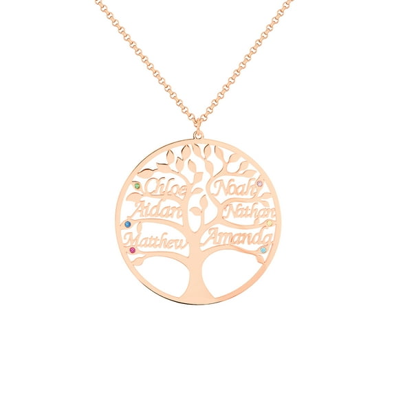 Personalized Planet Women's Name and Birthstone Family Tree Necklace