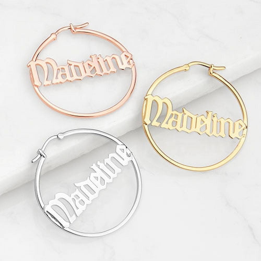 Personalized Planet Women's Old English Name Hoop - Medium