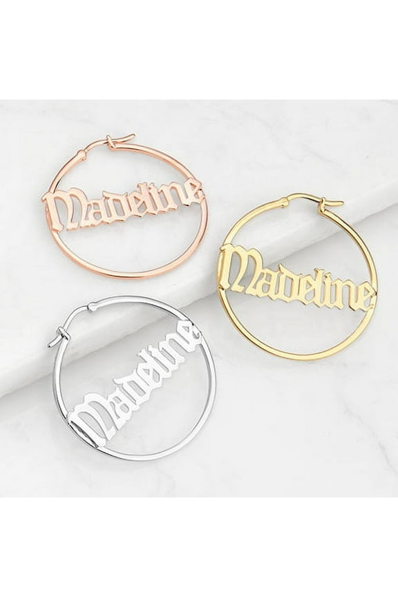 Women's Old English Name Hoop - Medium