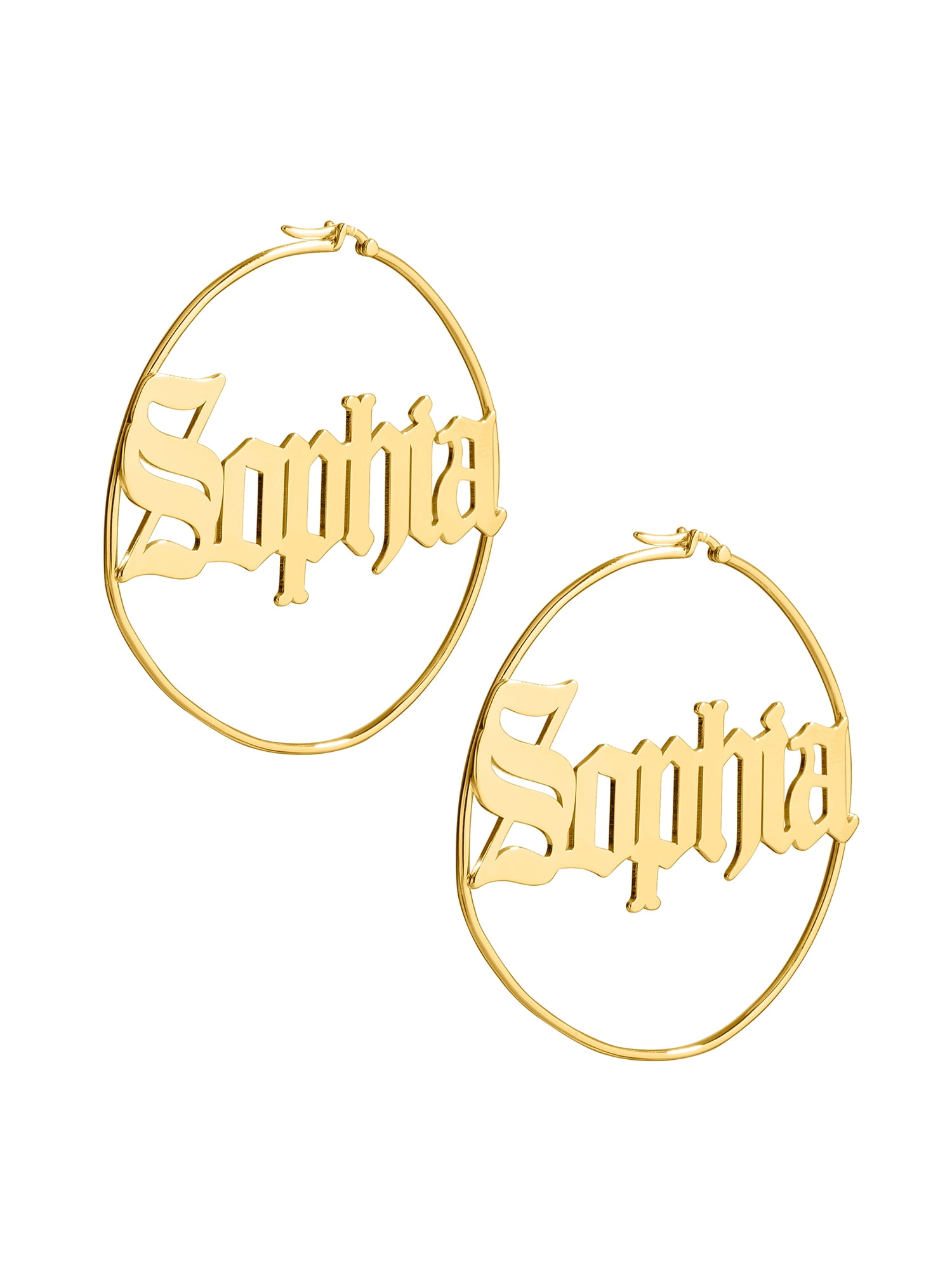 Personalized Planet Women's Old English Name Hoop - Oversized