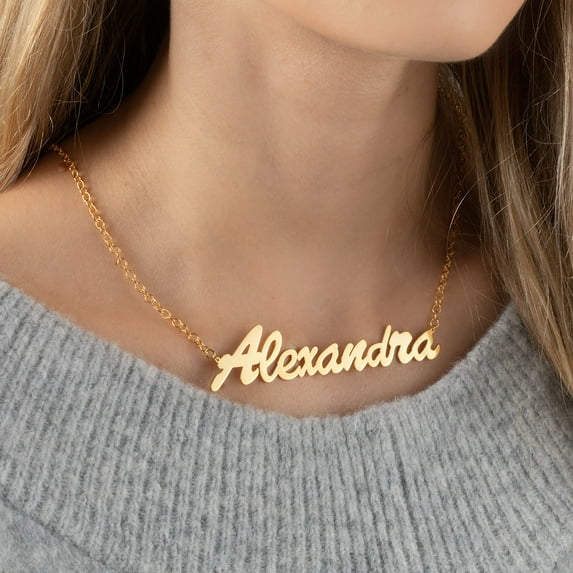 Personalized Planet Women's Outrageous Oversized Script Nameplate Necklace