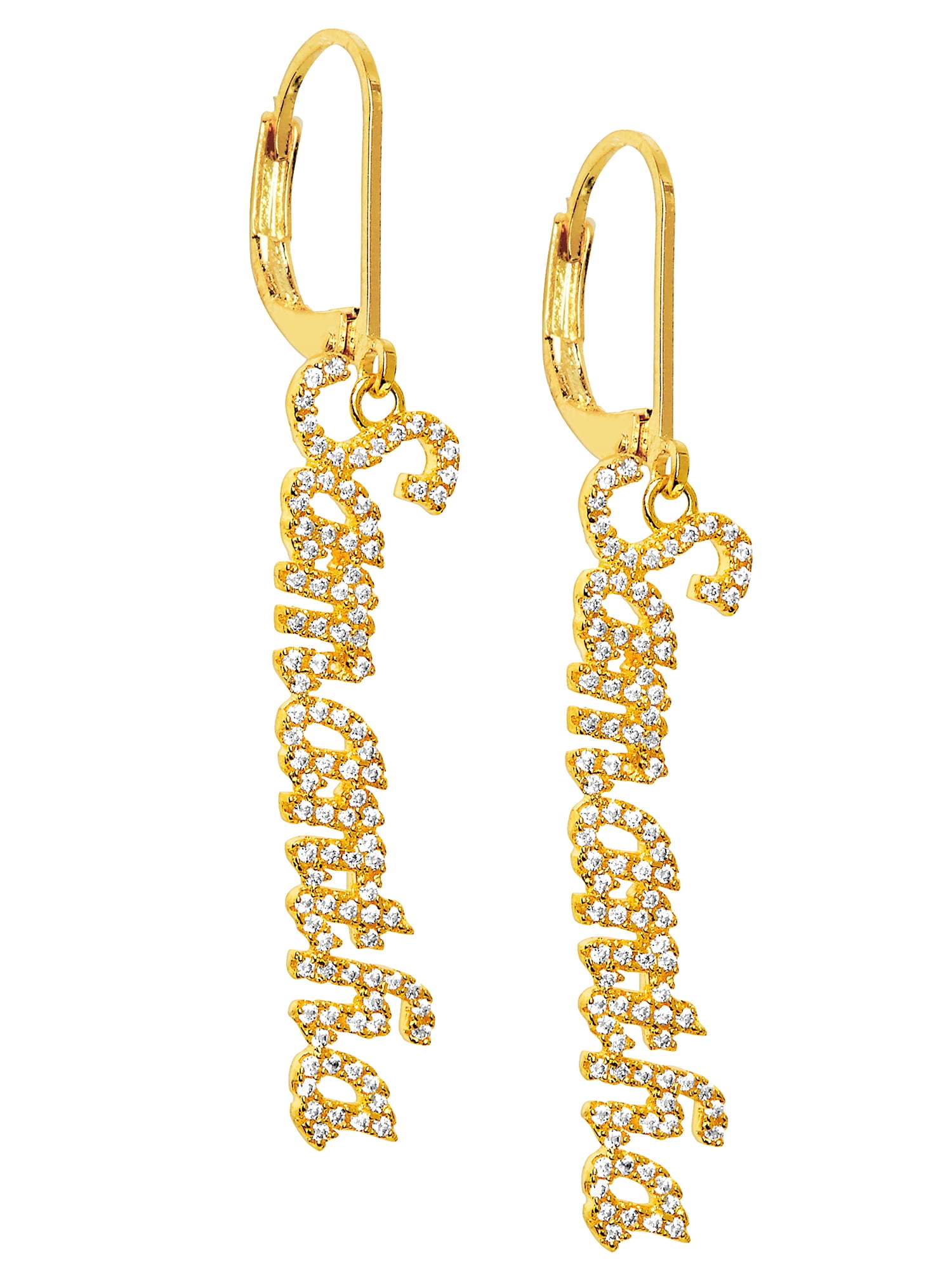 Personalized Planet Women's Pave CZ Name Drop Earrings