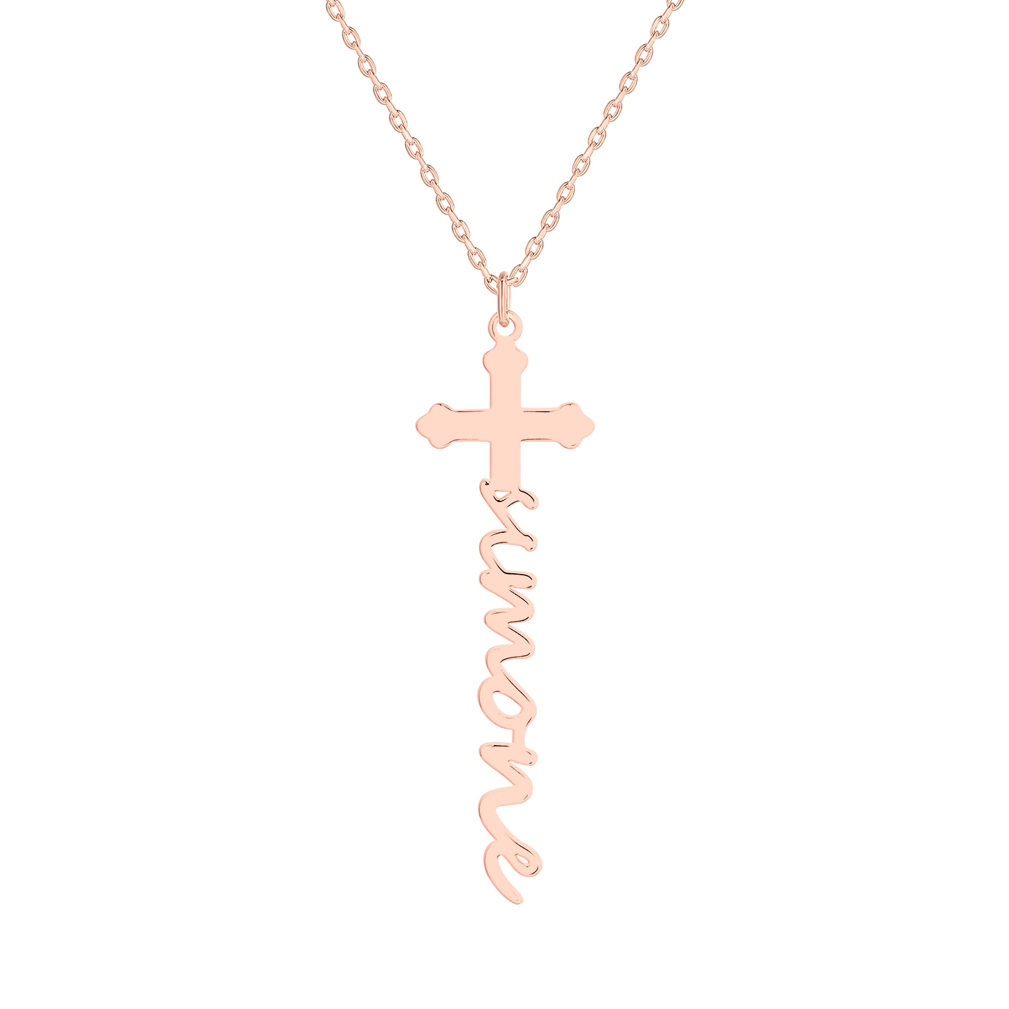 Personalized Planet Women's Personalized Lowercase Script Name Cross Necklace