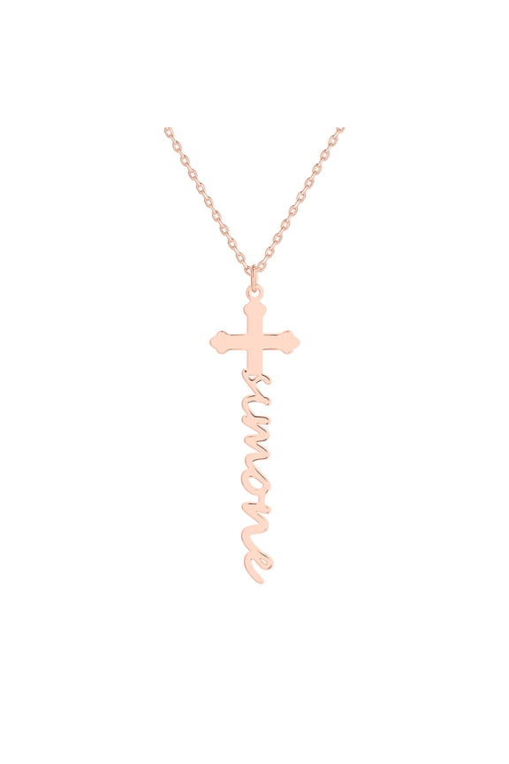 Women's Personalized Lowercase Script Name Cross Necklace