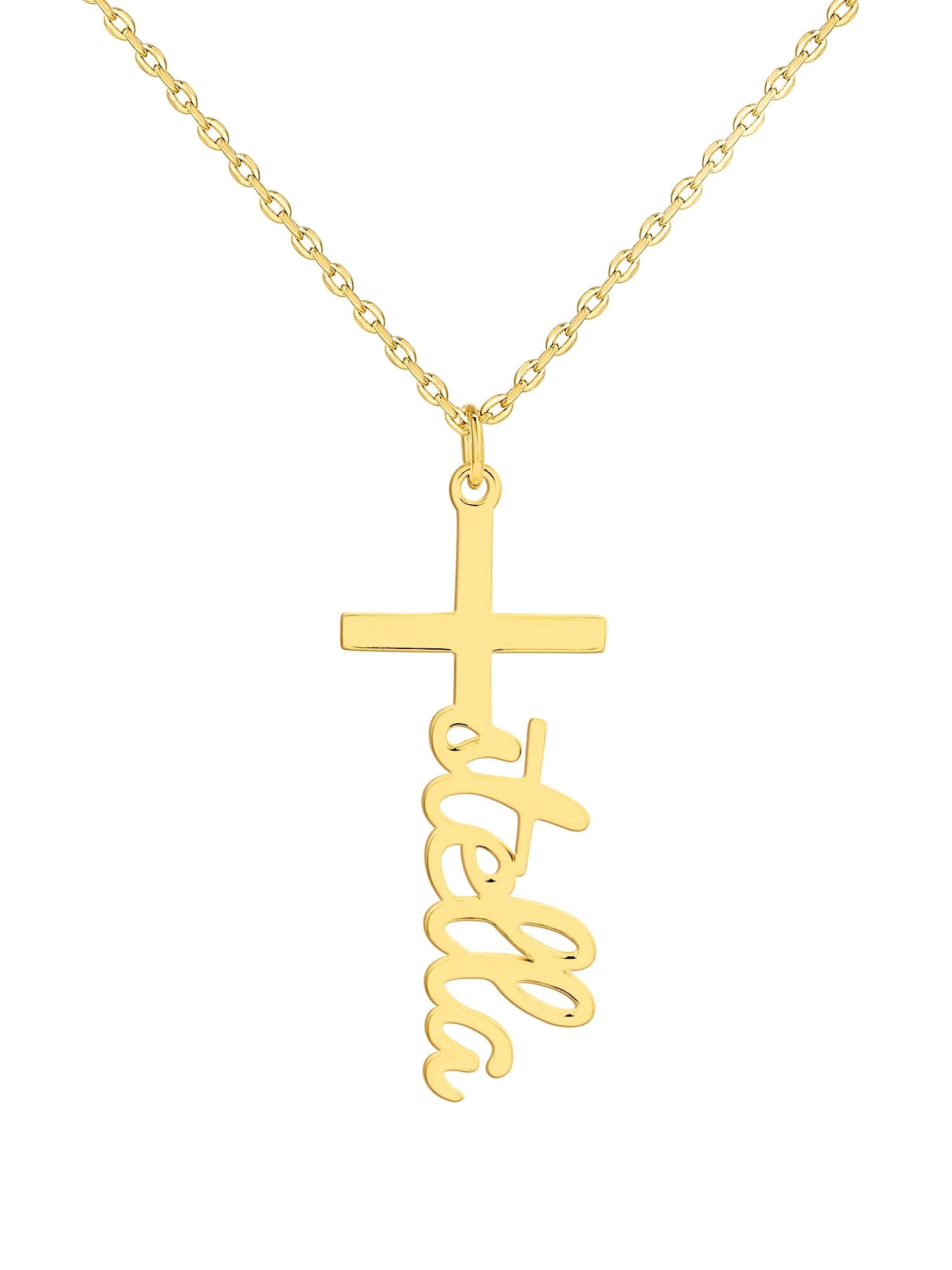 Personalized Planet Women's Personalized Lowercase Script Name Cross Necklace