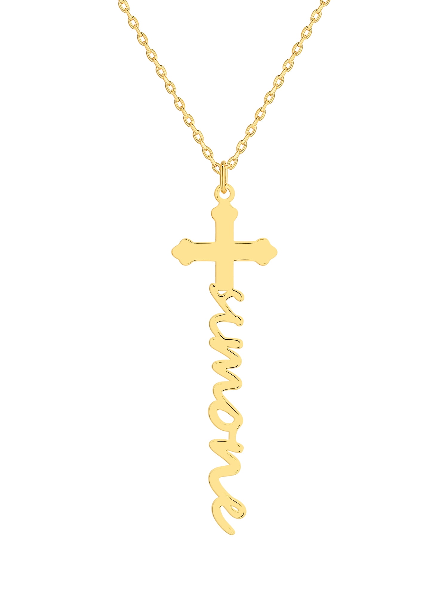 Personalized Planet Women's Personalized Lowercase Script Name Cross Necklace