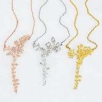 Personalized Planet Women's Personalized Vertical Script Name with Birthmonth Flower Bouquet Necklace