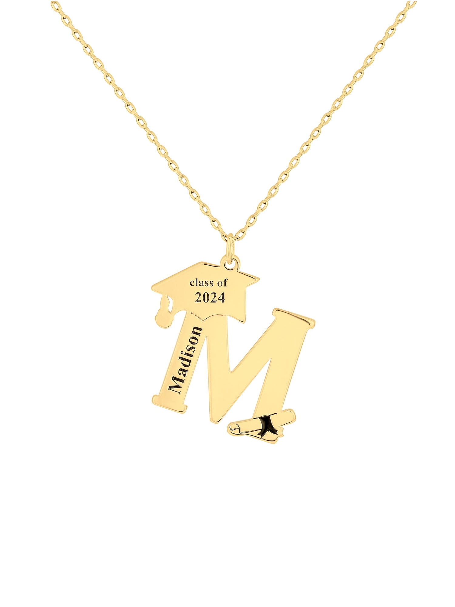 Personalized Planet Women s Enamel Outline Uppercase Initial Paperclip Chain Necklace Walmart