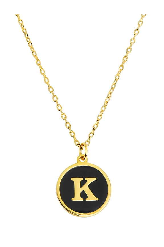 Women's Round Enamel Initial Necklace
