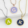 thumbnail image 1 of Personalized Planet Women's Round Enamel Initial Necklace, 1 of 2