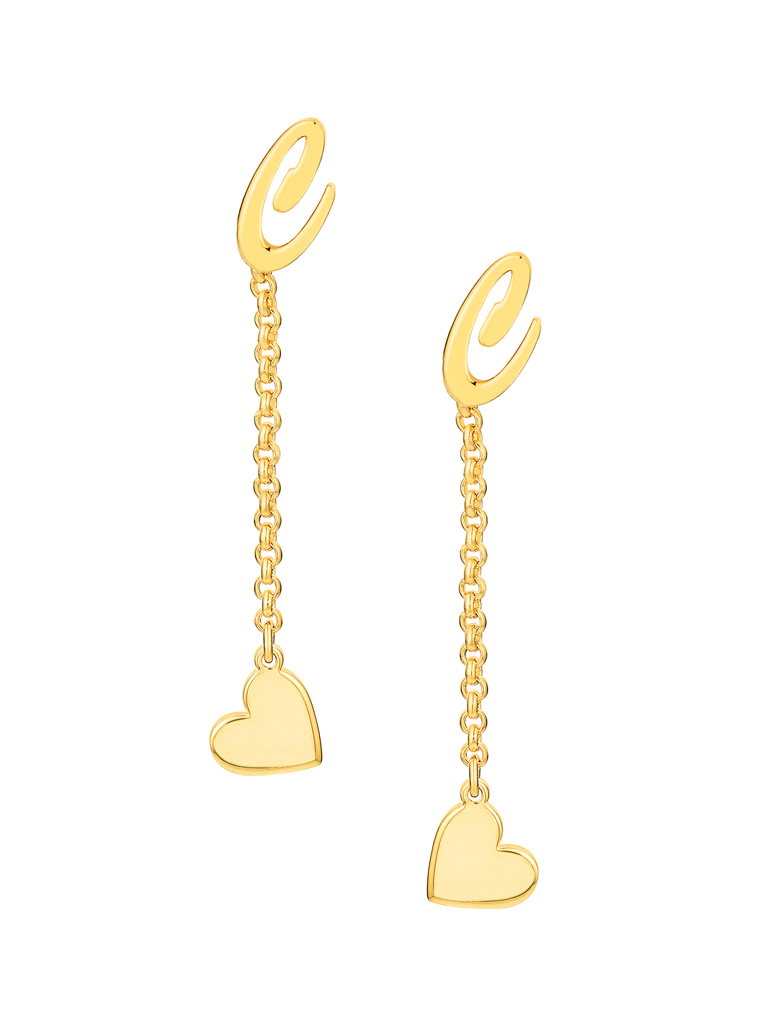 Personalized Planet Women's Script Initial Earring with Heart Dangle Button Drop Earrings