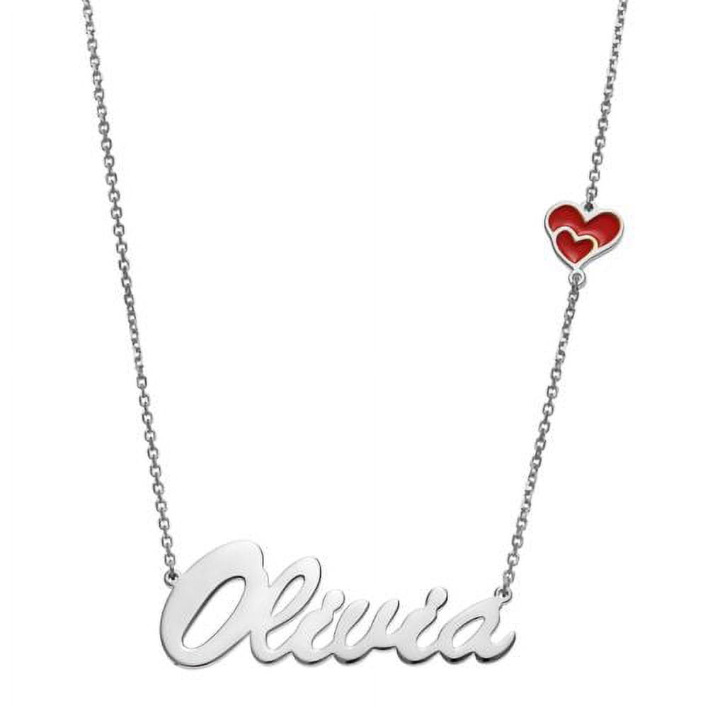 Personalized Planet Women's Script Name with Enamel Heart Necklace