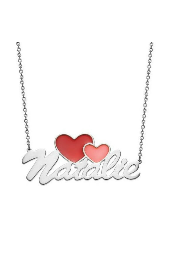 Women's Script Name with Enamel Hearts Necklace