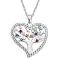 thumbnail image 1 of Personalized Planet Women's Silvertone or Goldtone Family Heart Birthstone Tree Pendant, 20", 1 of 4