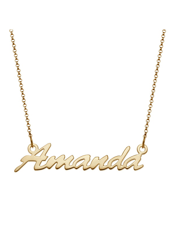 Personalized Planet Women's Silvertone or Goldtone Nameplate Necklace, 18"