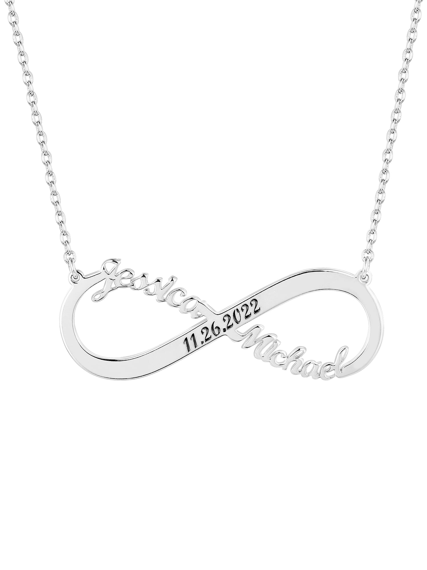 Personalized Planet Women's Sterling Silver Couples Dated Infinity Pendant