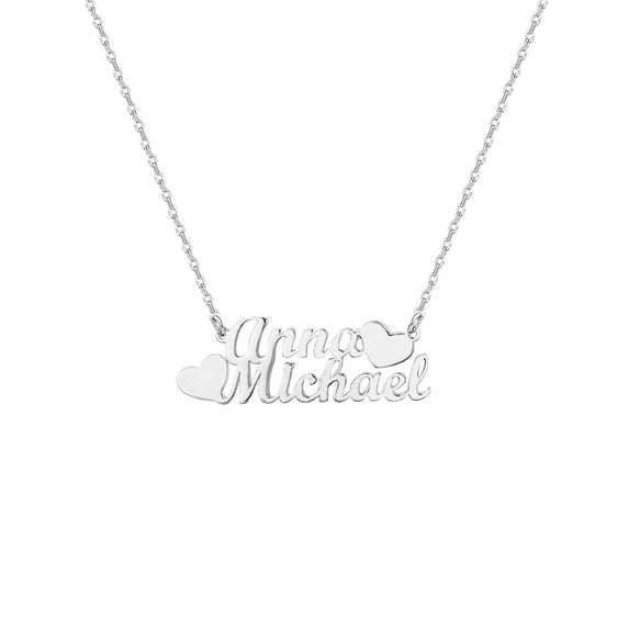 Personalized Planet Women's Sterling Silver Couples Double Heart Pendant