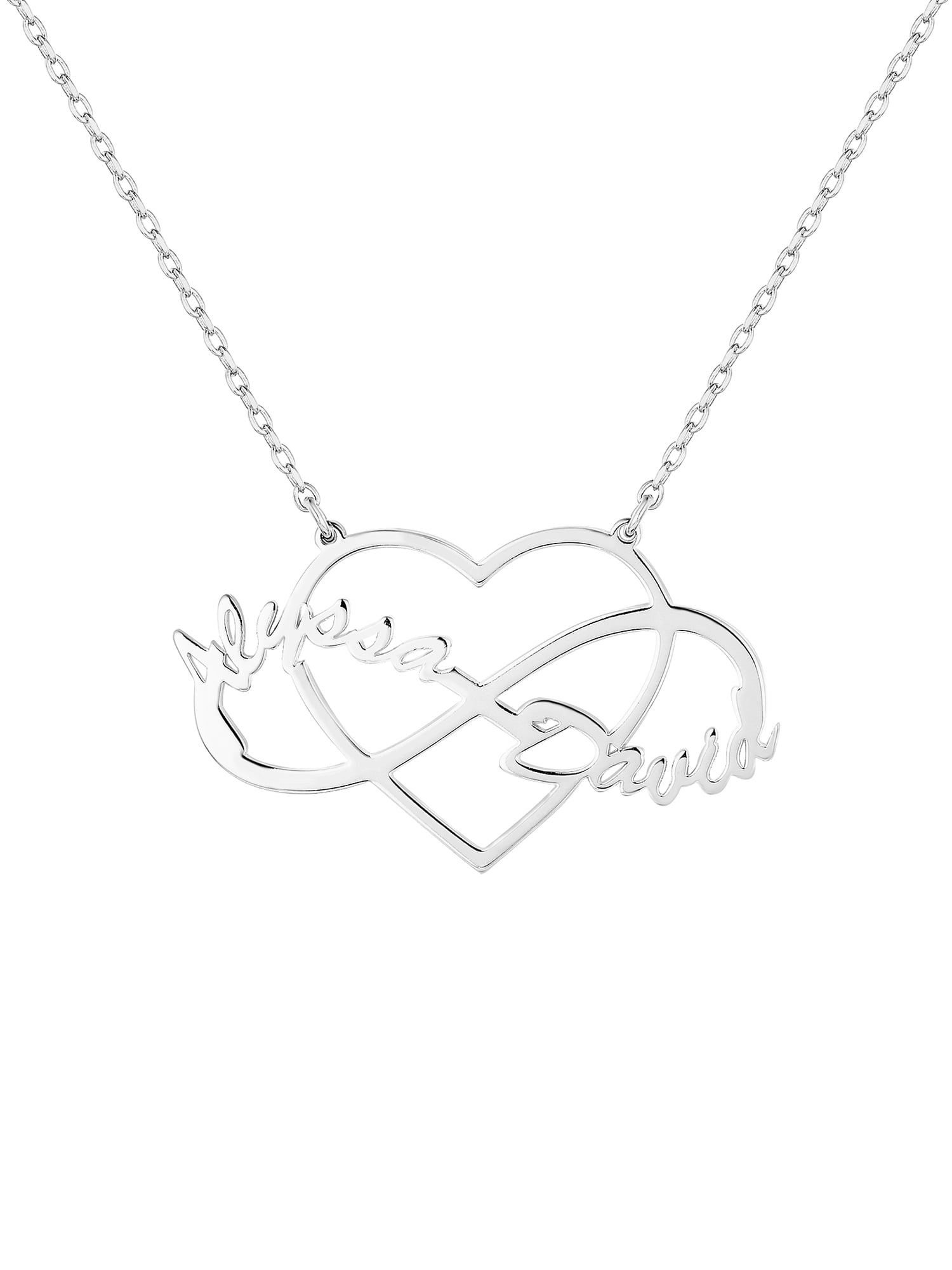 Personalized Planet Women's Sterling Silver Couples Infinity Heart Pendant