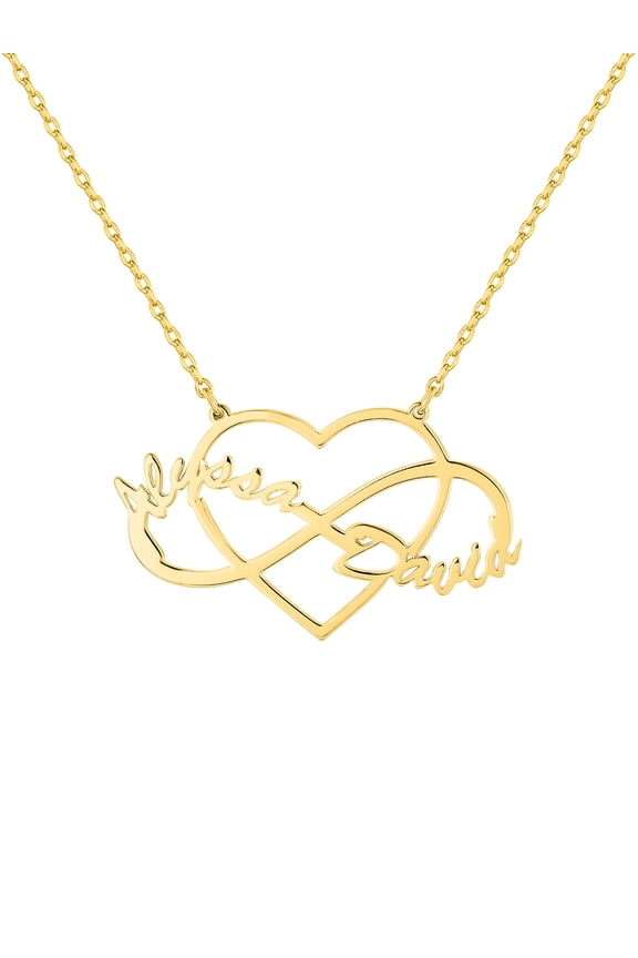 Women's Sterling Silver Couples Infinity Heart Pendant