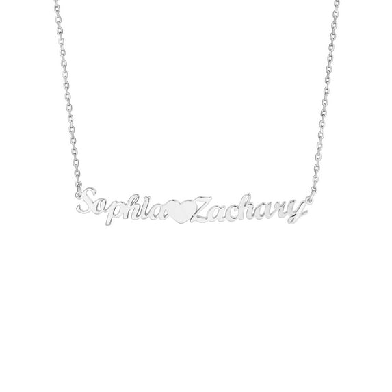 Personalized Planet Women's Sterling Silver Couples Name with Heart Pendant