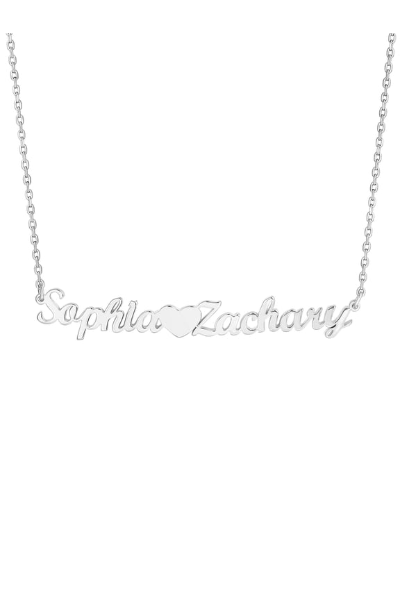 Women's Sterling Silver Couples Name with Heart Pendant