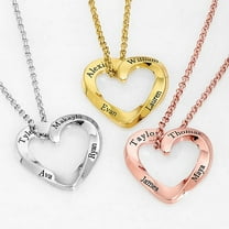 Personalized Planet Women's Sterling Silver Engraved Family Name Twisted Heart Necklace
