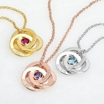 Personalized Planet Women's Sterling Silver Engraved Interlocking Circles with Center BS Necklace