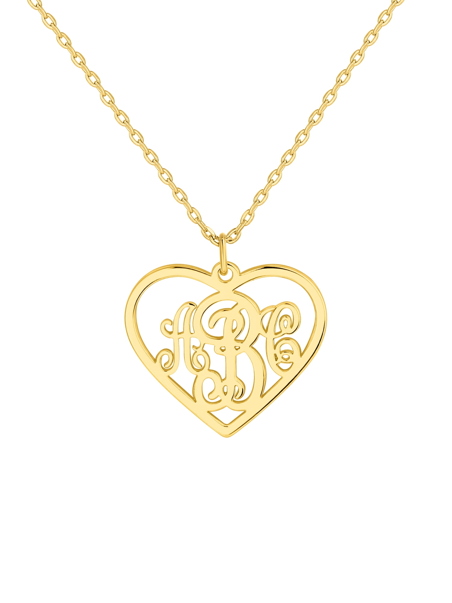 Personalized Planet Women's Sterling Silver Heart Monogram Pendant