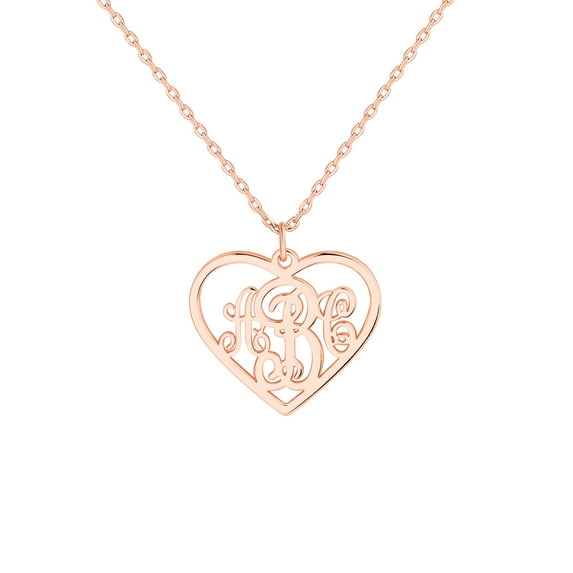 Personalized Planet Women's Sterling Silver Heart Monogram Pendant