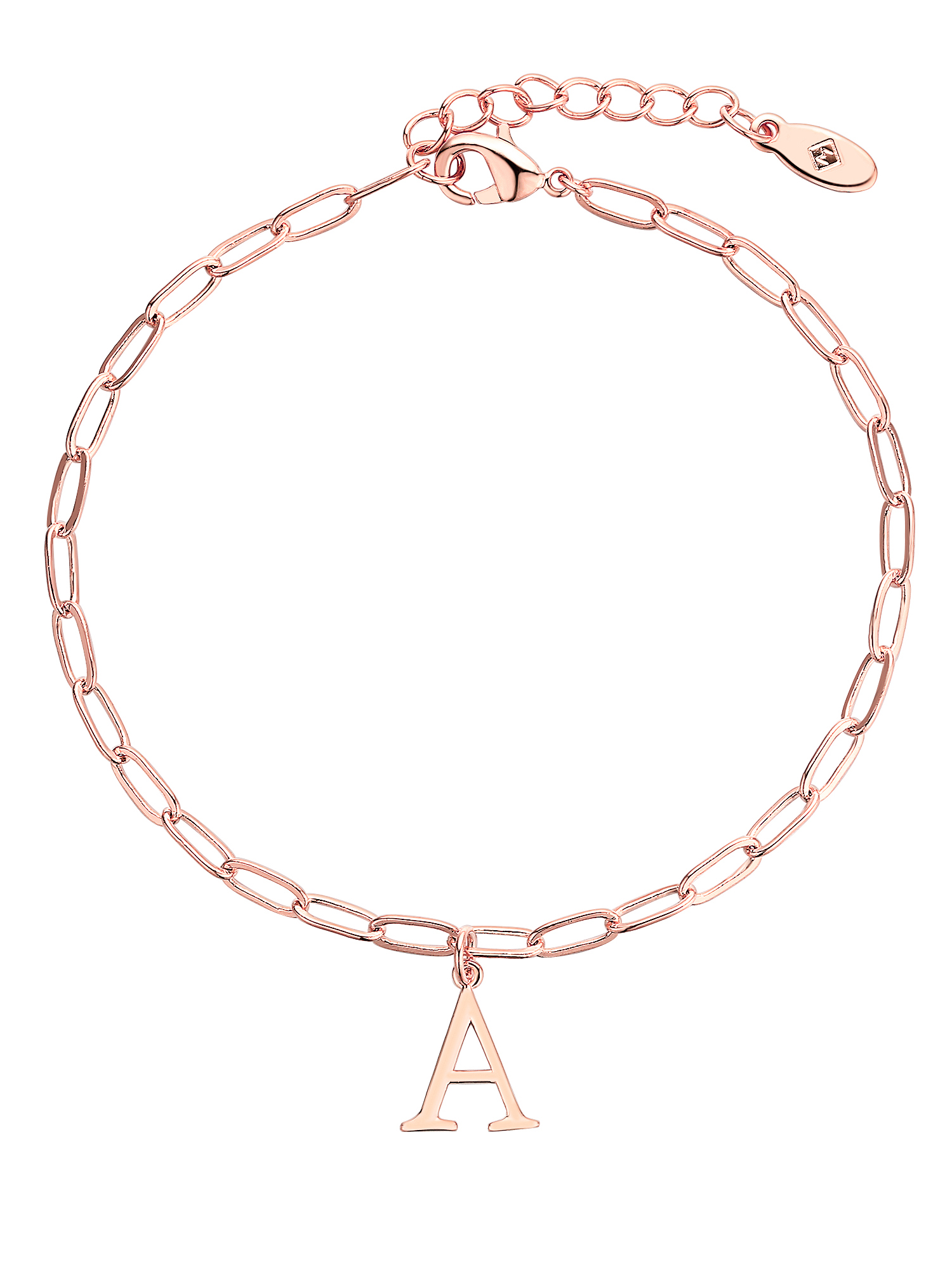 Personalized Planet Women's Sterling Silver Initial Charm Paperclip Chain Bracelet