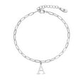 thumbnail image 1 of Personalized Planet Women's Sterling Silver Initial Charm Paperclip Chain Bracelet, 1 of 3